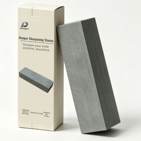 Donper Sharpening Stone 800 Grit – Premium Natural Bluestone Whetstone for Kitchen Knives, Scissors & Tools | Smooth Cut & Quick Slurry | Non-Slip Base Included